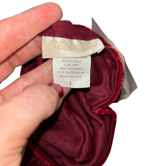 Bebemonde Girl's L Large Turban Hat Red Velvet Floral Applique Ruffle Front NWT - Picture 5 of 5